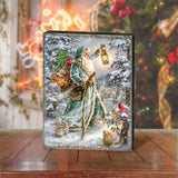 Arte mural de madera de San Nicolás de D. Gelsinger - Decoración navideña de Papá Noel y muñeco de nieve - 95679B-DG