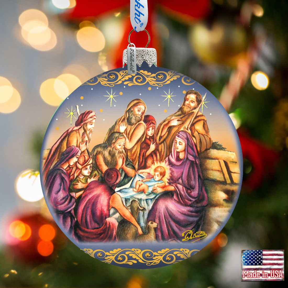 Nostalgic Family Nativity Glass Ornament Limited Edition by G. DeBrekht - Nativity Holiday Decor - 73881