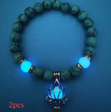 Energy Luminous Lotus Natural Stone Bracelet Yoga Healing Luminous Glow In The Dark Charm Beads Bracelet For Men Women Prayer Buddhism - Lootquake