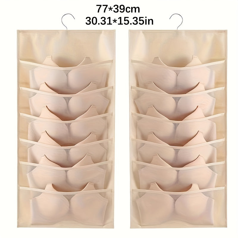 Sac de rangement pour sous-vêtements double face - Solution de rangement polyvalente pour lingerie et chaussettes, design compact et adapté aux voyages, avec fonction d'accrochage facile