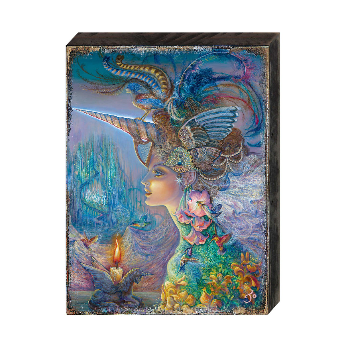 My Lady Unicorn Fantasy Wooden Wall Art by Josephine Wall - Fantasy Decor - 852132-JW