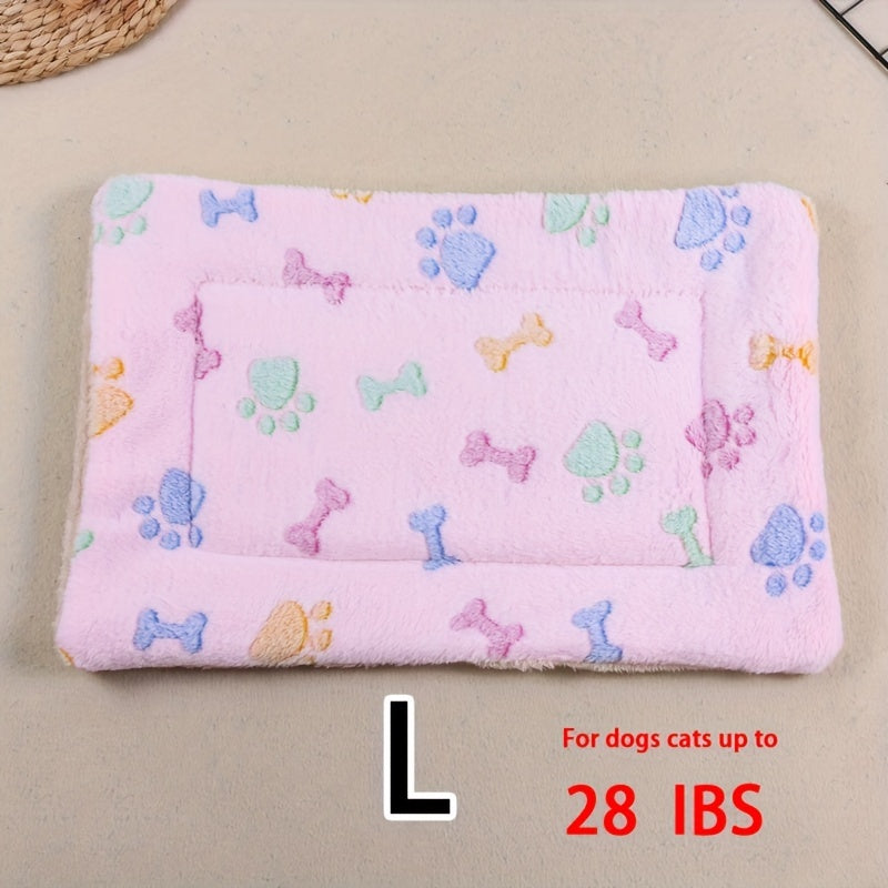 Manta rectangular para mascotas, resistente a la suciedad y para todas las estaciones - Cómoda cama con estampado de pata de perro y corazón (1 unidad)