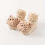 3 pares de calcetines de invierno ultrasuaves con adorables diseños de osos: cómodos, antideslizantes y cálidos para bebés y niñas. ¡Un conjunto perfecto para niños pequeños!