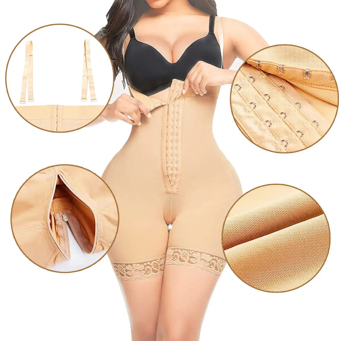 High Waisted Body Pants Crotch Zipper Tummy Lifting Pants Waist Trimming Shapewear Bodysuit Enhancement - Lootquake