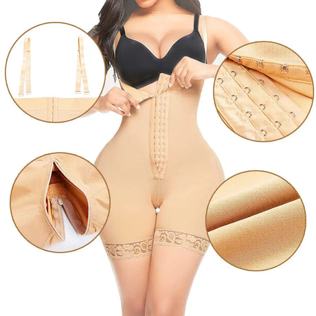 High Waisted Body Pants Crotch Zipper Tummy Lifting Pants Waist Trimming Shapewear Bodysuit Enhancement - Lootquake