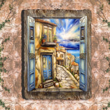 Coastal Town Window View Wall Art by G. DeBrekht Coastal Decor - 8492102W