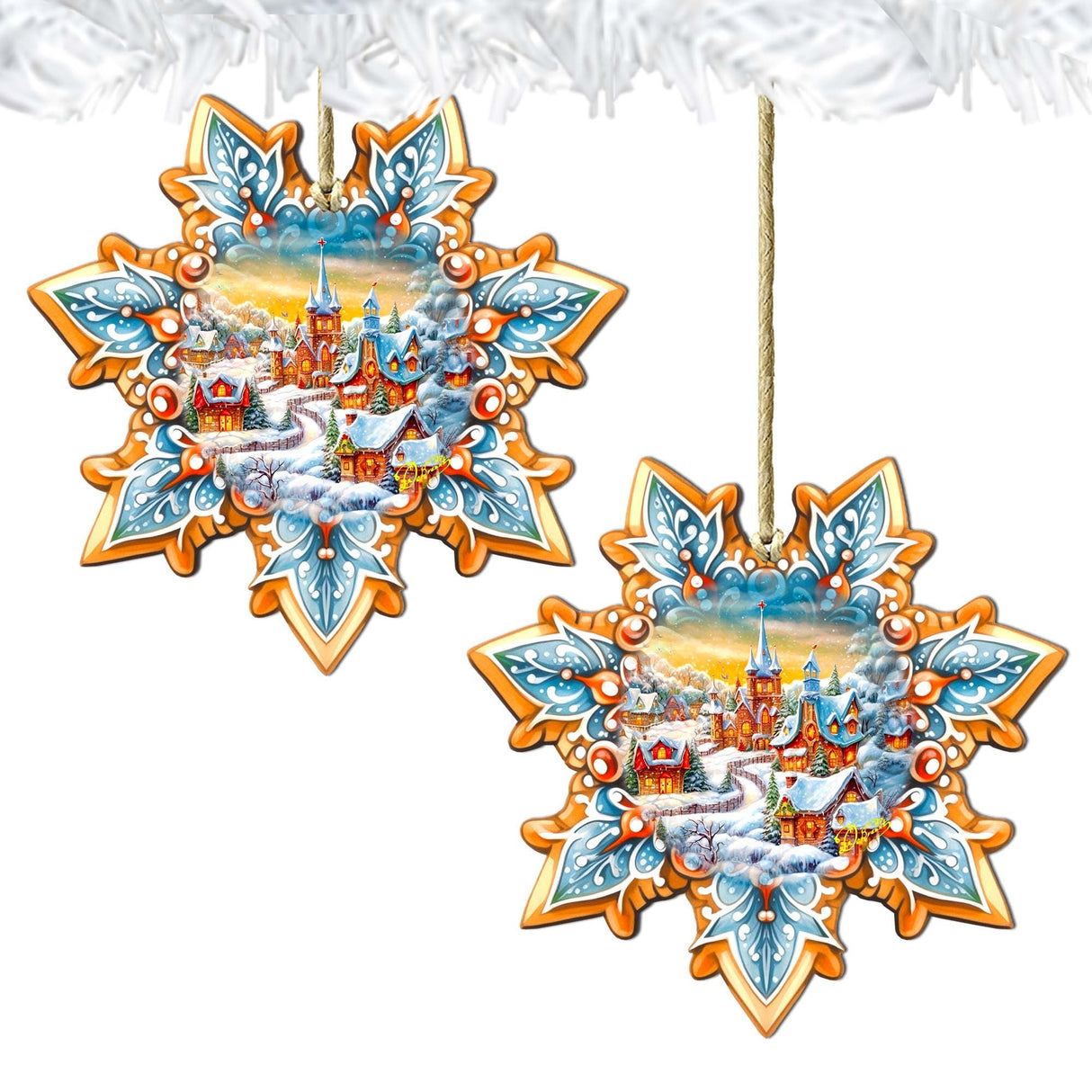 Christmas Night Snowflake Wooden Ornaments by G. Debrekht - Christmas Decor - 8688416