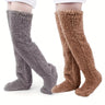 Fuzzy Thigh High Stockings, Warm Over-the-Knee Socks for Women, Solid Color