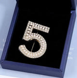 Korean Version Of Xiaoxiangfeng Digital 5 Shiny Brooch - Lootquake