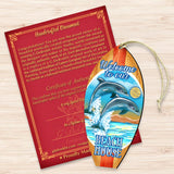 Dolphins Surfboard Wooden Ornaments by G. DeBrekht - Coastal Holiday Decor - 8114070