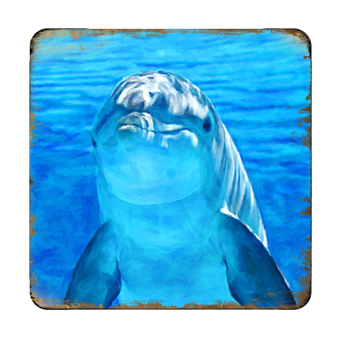 Dolphin Coastal Wooden Cork Coasters Gift Set of 4 by Nature Wonders - Coastal Sea-Life Decor - 95261C-S4