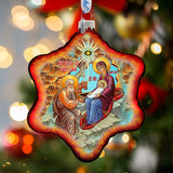 One-of-a-Kind Orthodox Nativity Snowflake Glass Ornament by G. Debrekht - Nativity Holiday Decor - 754-048