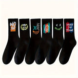 3/6/8/10/12 paires de chaussettes mi-longues avec graffitis et peinture au pistolet pour une mode, un confort et une durabilité personnalisés