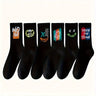 3/6/8/10/12 paires de chaussettes mi-longues avec graffitis et peinture au pistolet pour une mode, un confort et une durabilité personnalisés
