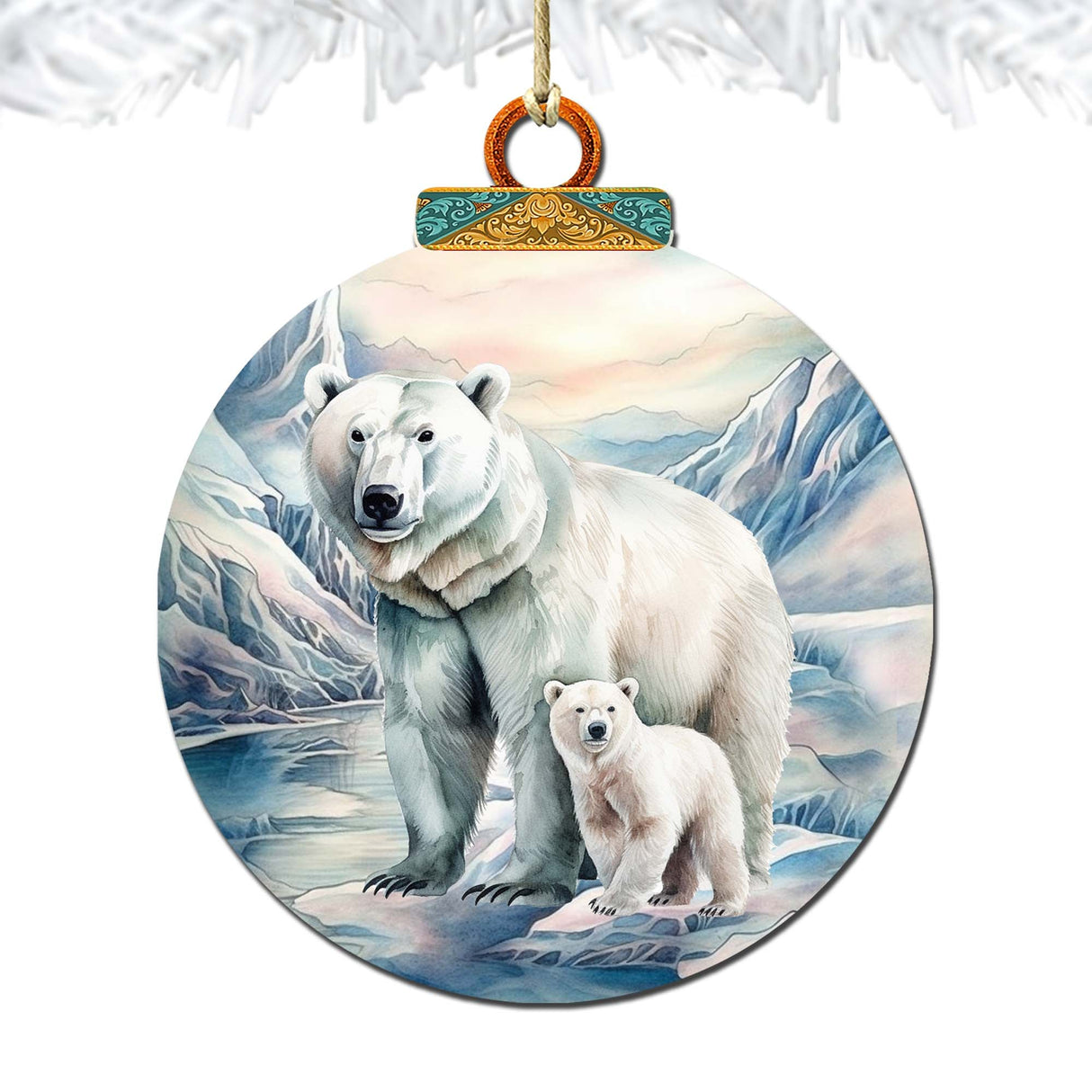 Adornos de madera de oso polar en la nieve de G.Debrekht - Decoración navideña con temática de vida silvestre - 870049