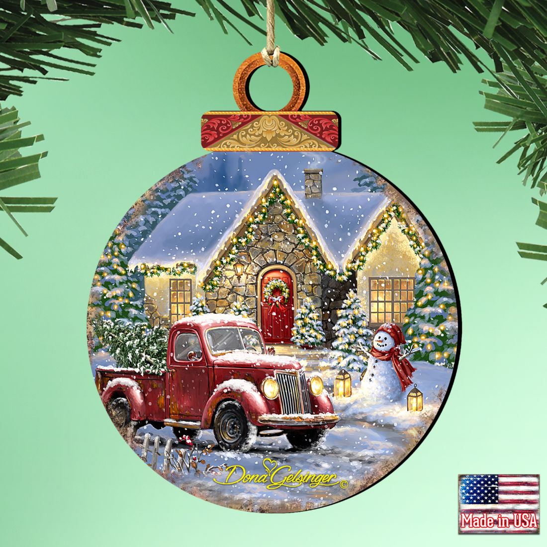 Christmas Light Lane Wooden Ornaments by Gelsinger - Christmas Santa Snowman Decor - 8021039-1926