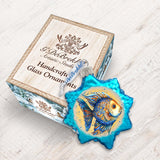 Holiday Coastal Ornament - Azure Fish Keepsake Glass Ornaments by G. Debrekht - Coastal Holiday Decor - 777406