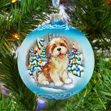 My Puppy Little Friend Ball Glass Ornament by G. DeBrekht - Christmas Decor - 73324