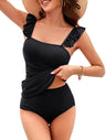 Women's Two-piece Casual Swimsuit P17 Black - Lootquake