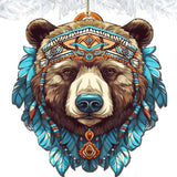 Mysterious Bear Face Wooden Ornaments by G.Debrekht - Wildlife Holiday Decor - 8710124-2
