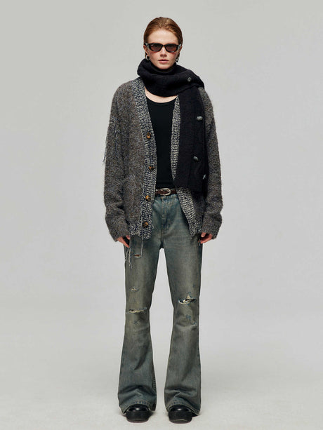 Cotton Retro Make Old Ripped Loose Micro-flared Trousers Jeans - Lootquake