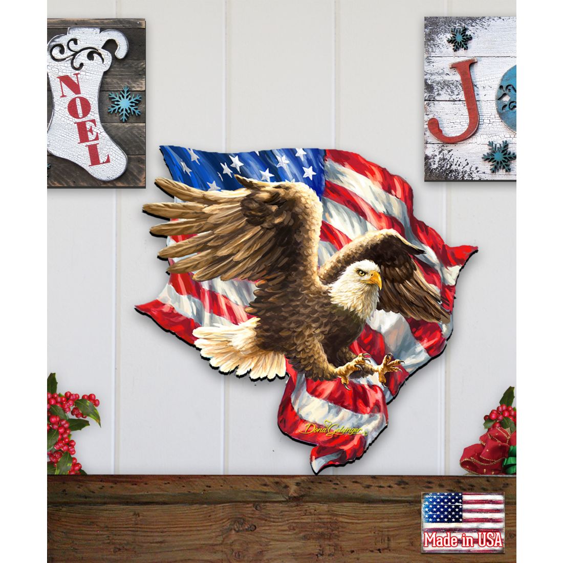 Decoración navideña para puerta con águila americana de D. Gelsinger - Decoración navideña americana - 8461052H-1432
