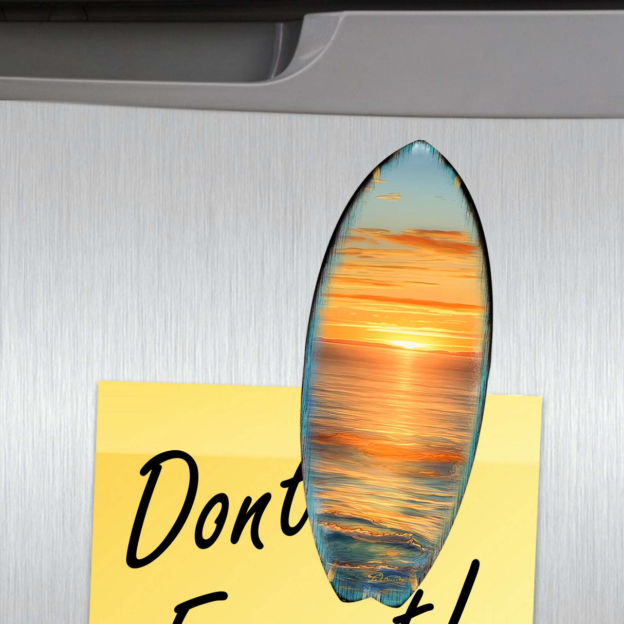 Juego de 6 imanes decorativos de madera con tablas de surf tropicales de G. Debrekht - Decoración costera - 8090069G-S6