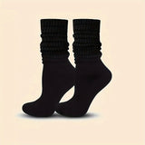 6 Pairs Solid Knitted Socks, Simple & Comfy Slouchy Socks, Women's Stockings & Hosiery