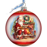 Santas Cozy Audit Lg Glass Ornament by G.Debrekht - Christmas Santa Snowman Decor - 73957