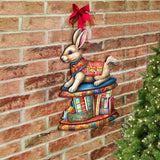 Carousel Bunny with Books Holiday Door Decor by G. Debrekht - Christmas Decor - 8611085H