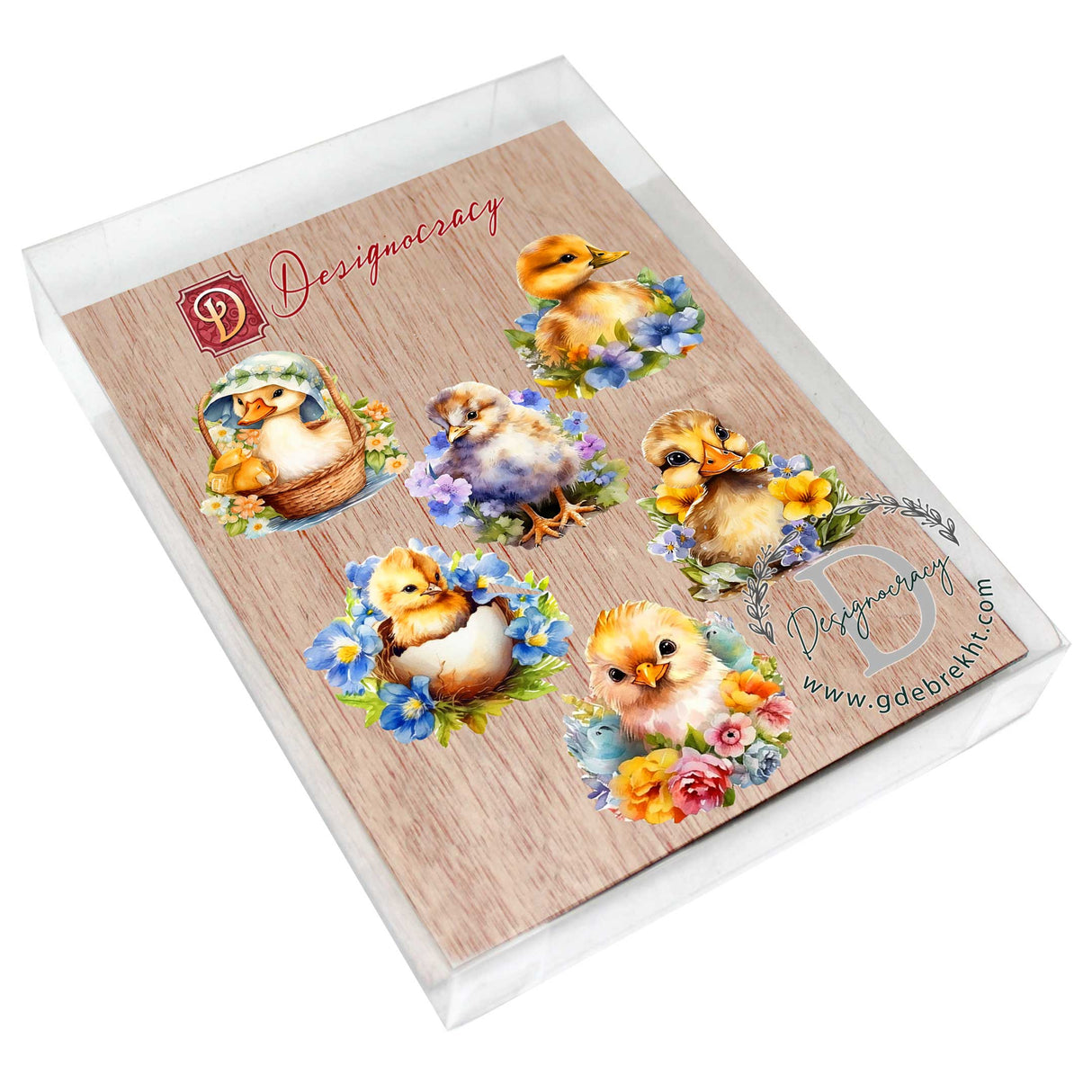 Spring Ducklings Decorative Wooden Magnets Set of 6 by G. Debrekht - Easter Decor - 8090055G-S6