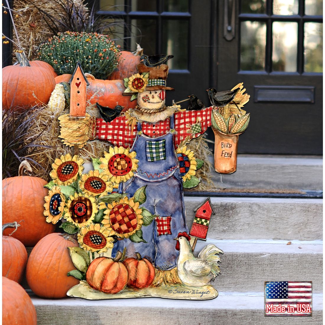 Fall Harvest Scarecrow Door Decor by Susan Winget - Thanksgiving Halloween Decor - 8471201H-SW
