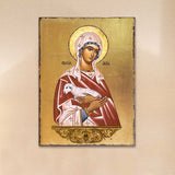 Icono religioso cristiano sagrado de Santa Agnia, de madera bañada en oro - Decoración inspiradora - 85025