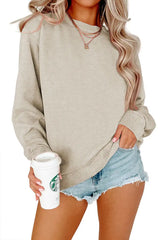 Solid Color Crew Neck Coat Long Sleeve Hoodie - Lootquake