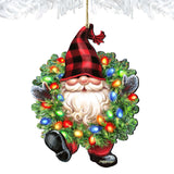 Bright Light Gnome Dwarf Wreath Wooden Ornaments by Gelsinger - Christmas Decor - 8161053-DG