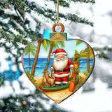 Beach House Decor - Santa on the Beach Wooden Ornaments by G. Debrekht Coastal Holiday Decor - 8688186
