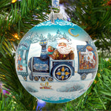 Adorno de bola de cristal de tren expreso, edición limitada, de G. DeBrekht - Decoración navideña de Papá Noel y muñeco de nieve - 73873B