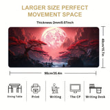 Red Landscape Large Gaming Mouse Pad, Laptop/Desktop Office Use Non-Slip Rubber Base Mousepad Stitched Edges Keyboard Desk Pad For Schools, Offices, Home And Company, Super Cool Office Large Mouse Pad