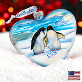 Adorno de cristal con forma de corazón de Penguins Pals de G. DeBrekht - Decoración navideña con temática de vida silvestre - 73431