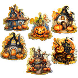 Spooky Houses Decorative Wooden Magnets Set of 6 by G. Debrekht - Halloween Decor - 8090007G-S6