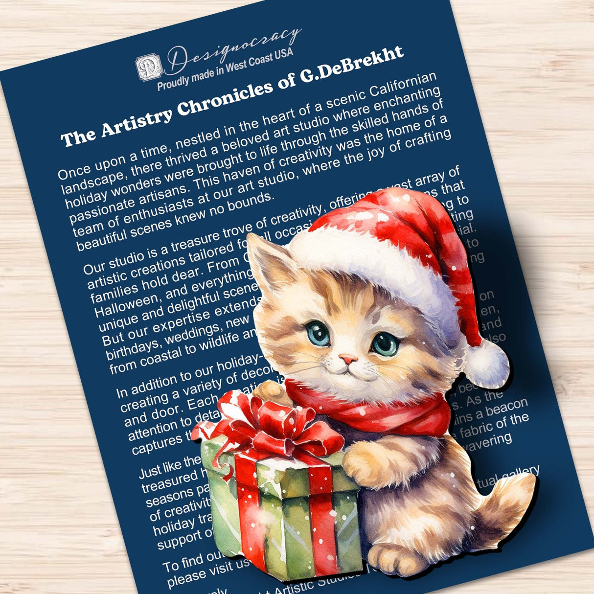 Christmas Cats Decorative Wooden Clip-on Ornaments Set of 3 by G. Debrekht - Christmas Decor - 8091016C-S3