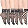 6 pares de calcetines de rejilla con encaje floral, calcetines tobilleros ultrafinos, medias y calcetería para mujer