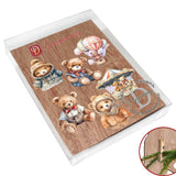 Teddy Bear Decorative Wooden Clip-on Ornaments Set of 6 by G. Debrekht - Christmas Decor - 8090025C-S6