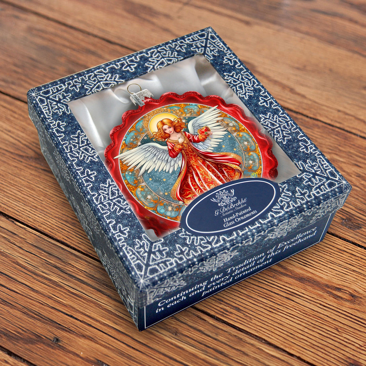 Adorno de cristal con forma de corona de ángel con amor de G. Debrekht - Decoración navideña - 759-062