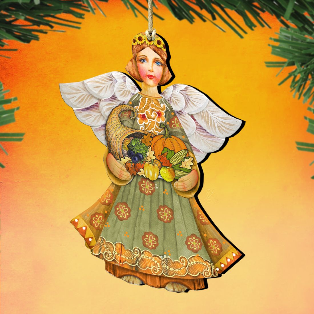 Fall Angel Wooden Ornaments by G. DeBrekht - Thanksgiving Halloween Decor - 8155232