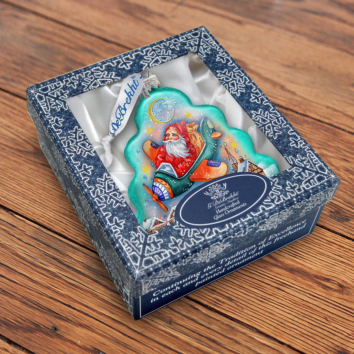 Christmas Aviator Glass Ornament by G. DeBrekht - Christmas Santa Snowman Decor - 762-017