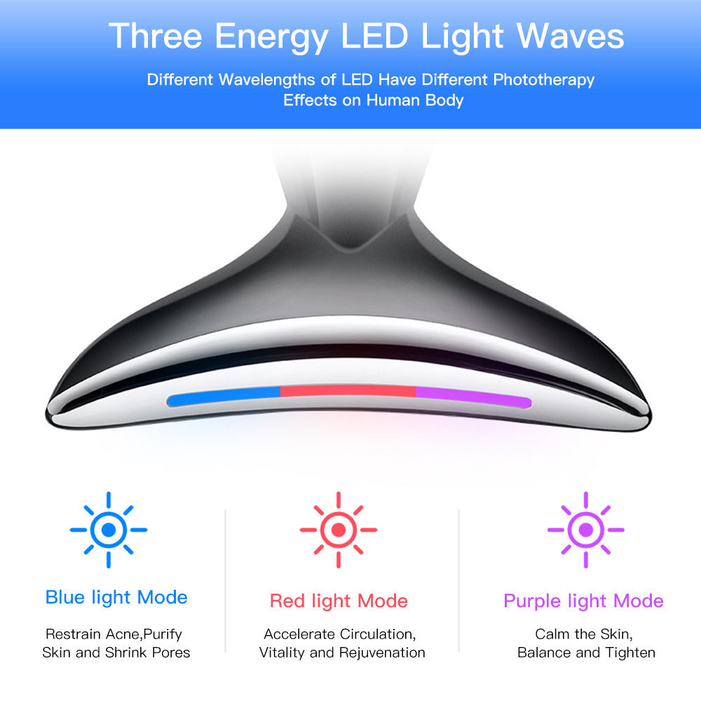 EMS Microcurrent Neck Face Beauty Device With 3 Colors LED Photon Therapy Skin Tighten Reduce Double Chin Face Lifting Devices - Lootquake