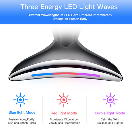 EMS Microcurrent Neck Face Beauty Device With 3 Colors LED Photon Therapy Skin Tighten Reduce Double Chin Face Lifting Devices - Lootquake