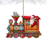 Adornos de madera de tren de Papá Noel de G. Debrekht, decoración navideña de muñeco de nieve de Papá Noel - 8611090