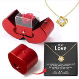 Fashion Jewelry Box Red Apple Christmas Gift Necklace Eternal Rose For Girl Mother's Day Valentine's Day Gifts With Artificial Flower Rose Flower Jewelry Box - Lootquake